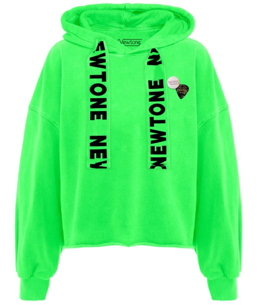 Hoodie crop bloomer neon green "BLEED" français