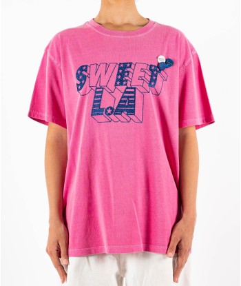 Tee shirt trucker fuschia "SWEET" brillant des détails fins