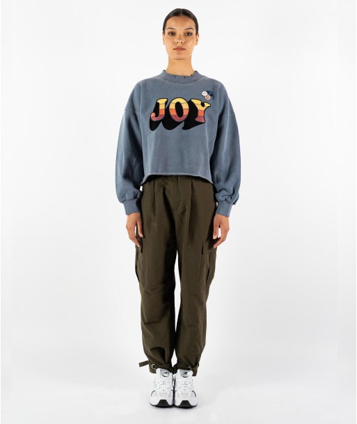 Sweatshirt crop porter denim "JOY FW23" Découvrez la collection