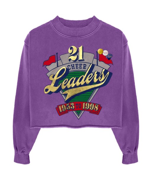 Sweatshirt crop porter purple "LEADERS" acheter