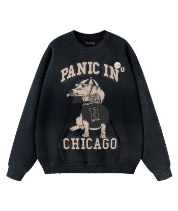 Sweatshirt piper vintage black "CHICAGO" de technologie