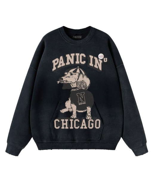 Sweatshirt piper vintage black "CHICAGO" de technologie